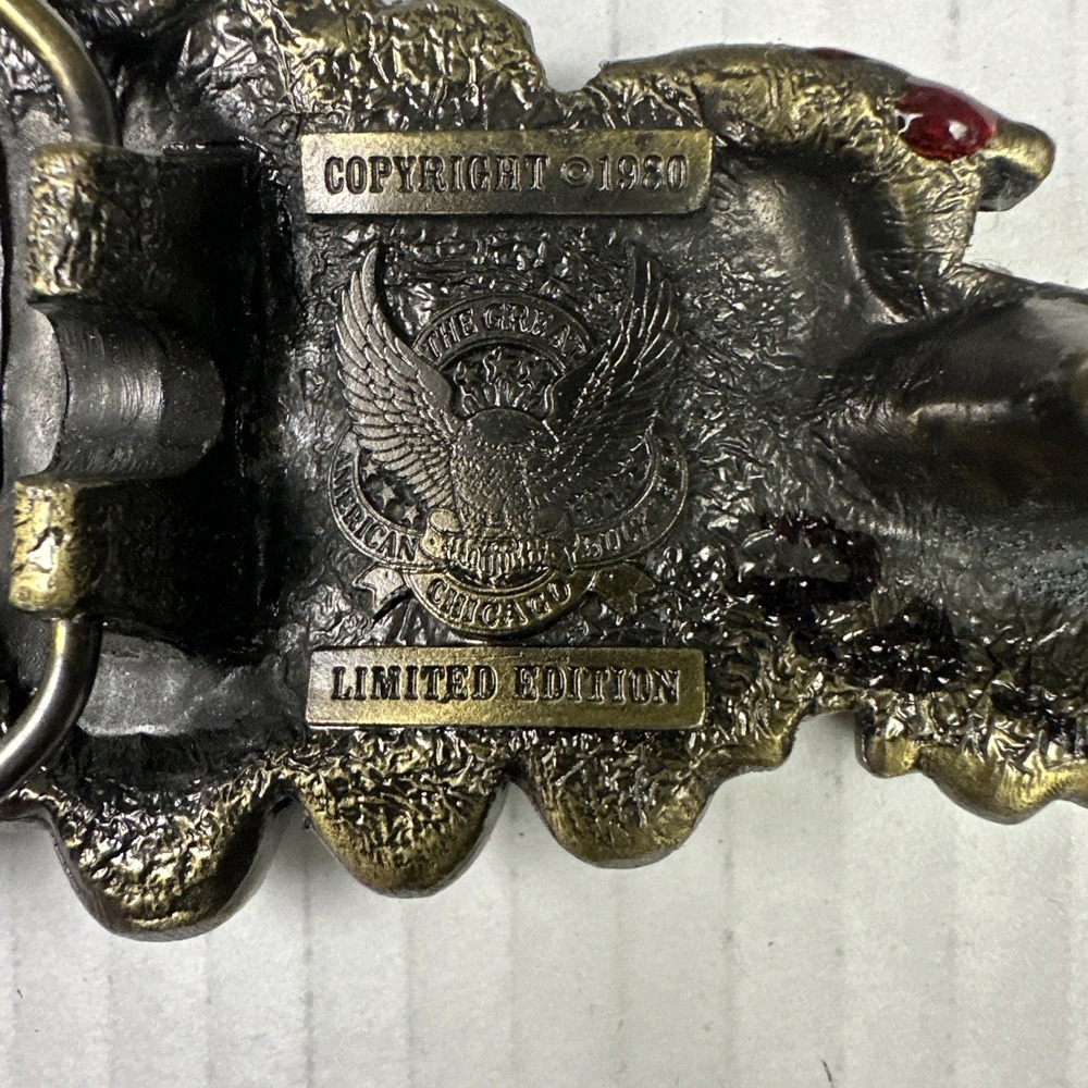 Vintage the Great American Chicago Train 272 belt buckle 1980 Pure Pewter - Picture 4 of 5